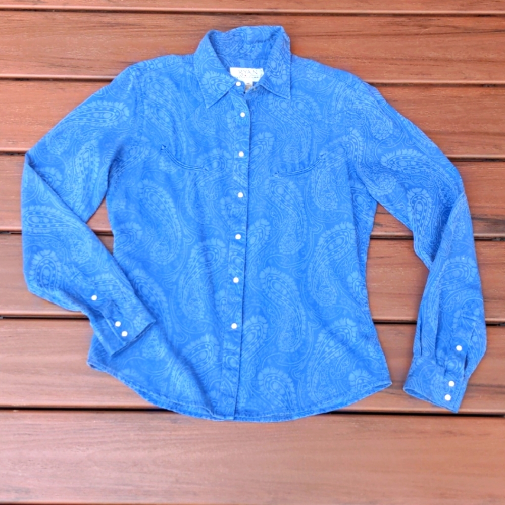 Ryan Michael Silk Paisley Western Button Snap XS